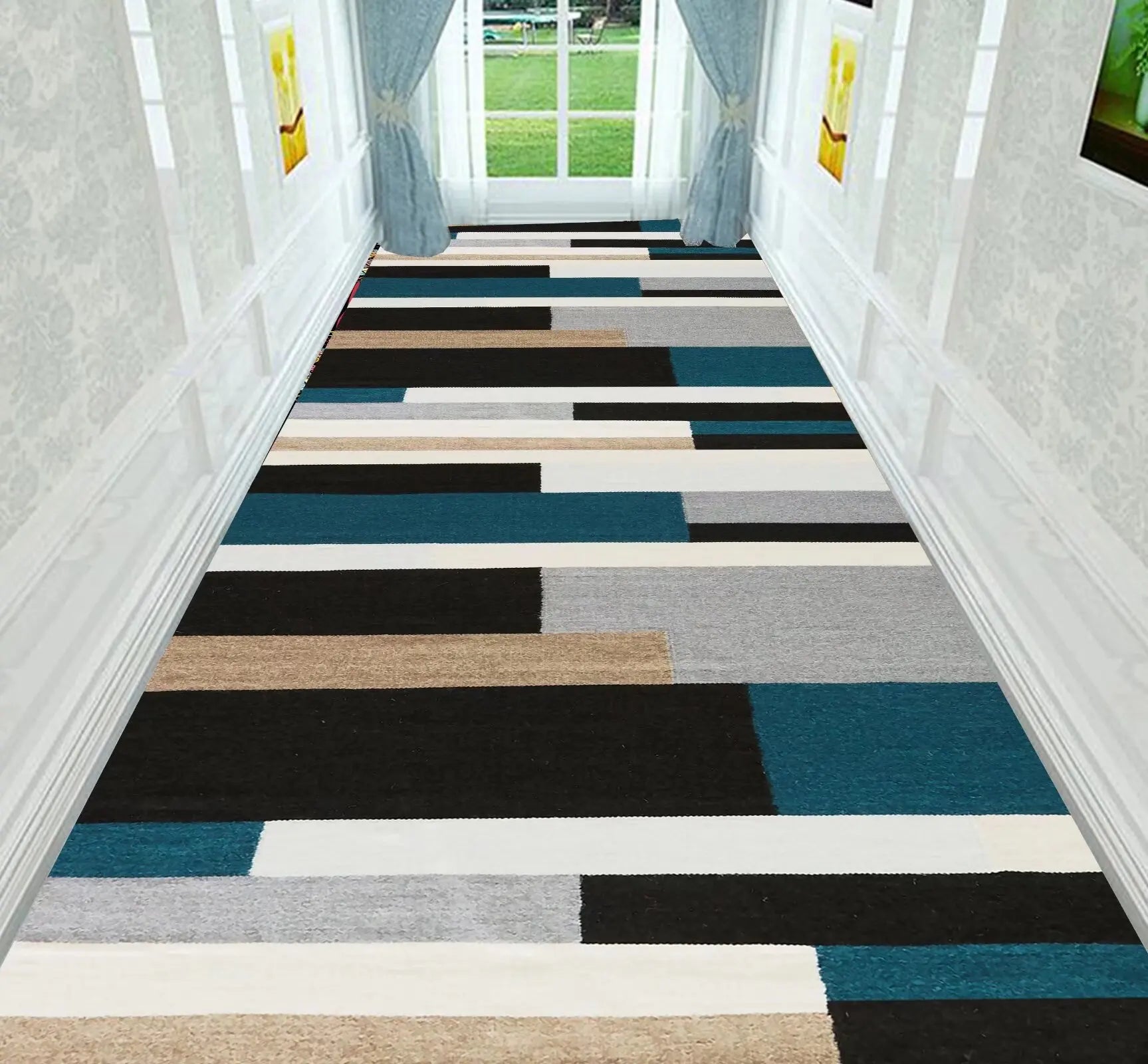 Navak Carpet Nordic Modern Villa Long Corridor Carpet Runner Hall Passageway Home Large Rugs Stairway Comfortable Durable Washable Floor Mat