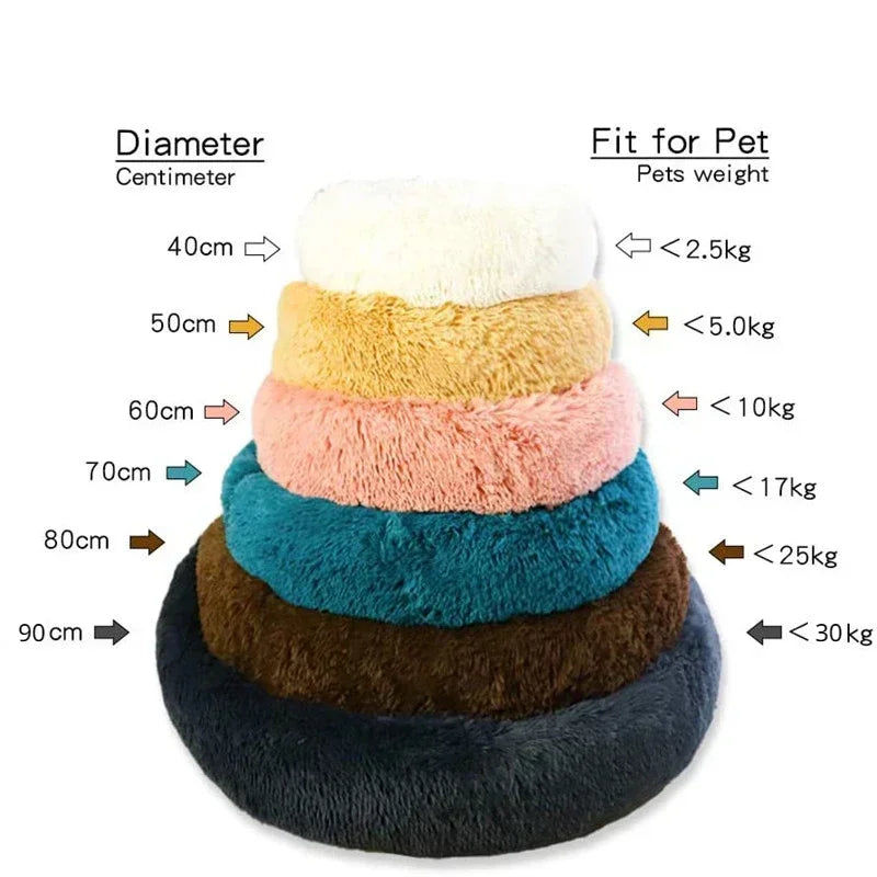 Navak Carpet  40-90cm Round Pet Bed for Large Dog Bed Super Soft Cat Bed Long Plush Dog House for Medium Dog House Winter Warm Sleeping