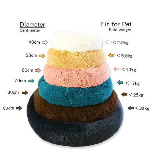 Navak Carpet  40-90cm Round Pet Bed for Large Dog Bed Super Soft Cat Bed Long Plush Dog House for Medium Dog House Winter Warm Sleeping