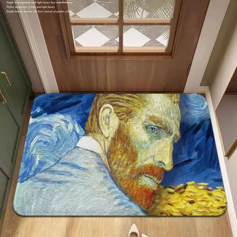 Navak Carpet Van Gogh Art Door Mat Wrinkle-Resistant Doormat Hallway Indoor Entrance Floor Decorative Washable Carpet Non-slip Easy Clean Rug