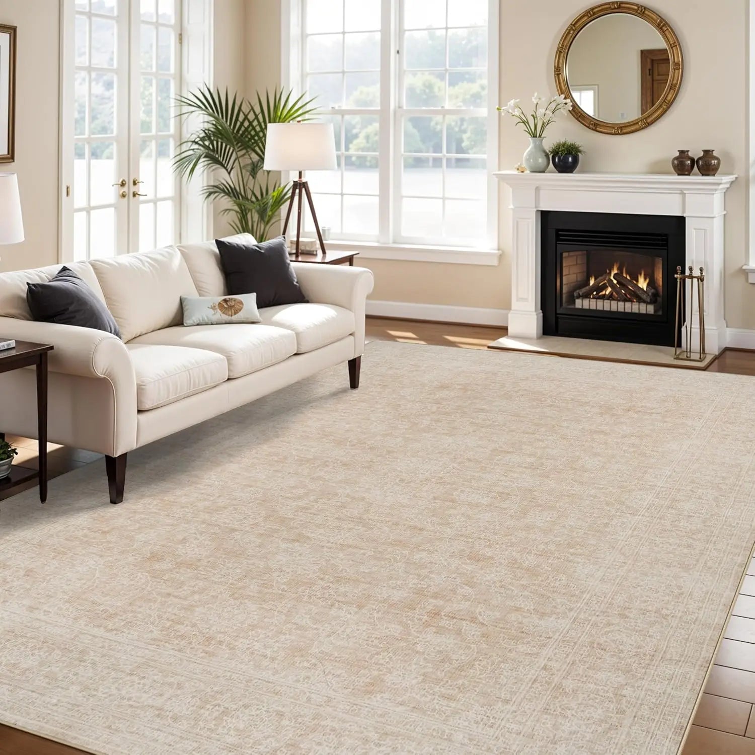 Navak Carpet Washable Oriental Area Rug  Rugs for Living Room Soft Carpet for Bedroom Waterproof Floral Distressed Indoor Stain