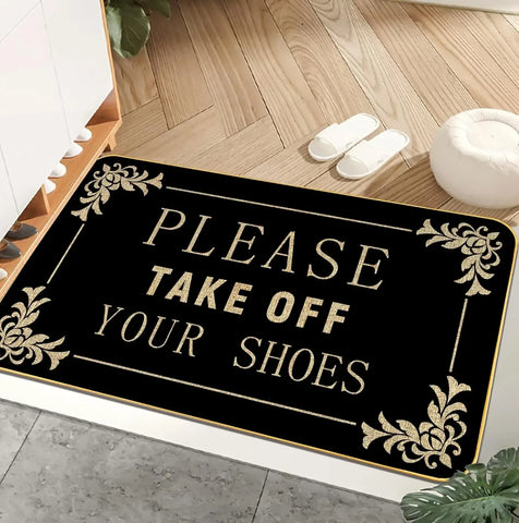 Navak Carpet Funny Welcome Mats Please Take Off Your Shoes Floor Decorative Carpet Non-slip Easy Clean Rug Room Home Office Washable Doormats