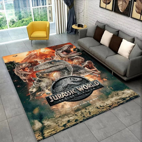 Navak Carpet 3D J-Jurassic Park Dinosaur Carpet Large Area Rug Bedroom Kids’ Playroom Floor Mat Non-Slip Living Room Decor Fun Sofa Accent