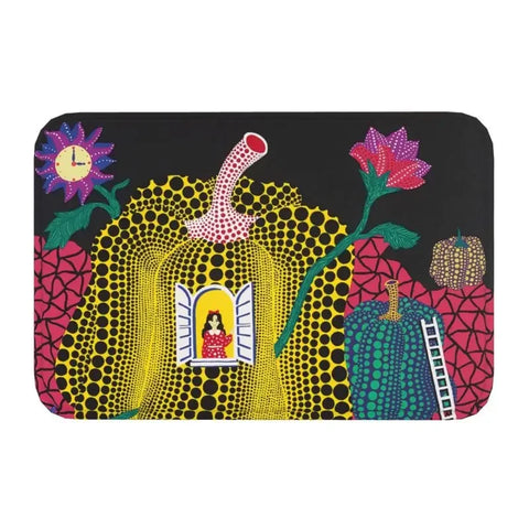 Navak Carpet Custom Yayoi Kusama Abstract Painting Doormat Non-Slip Entrance Bathroom Kitchen Door Floor Mat Garage Rug Carpet Footpad