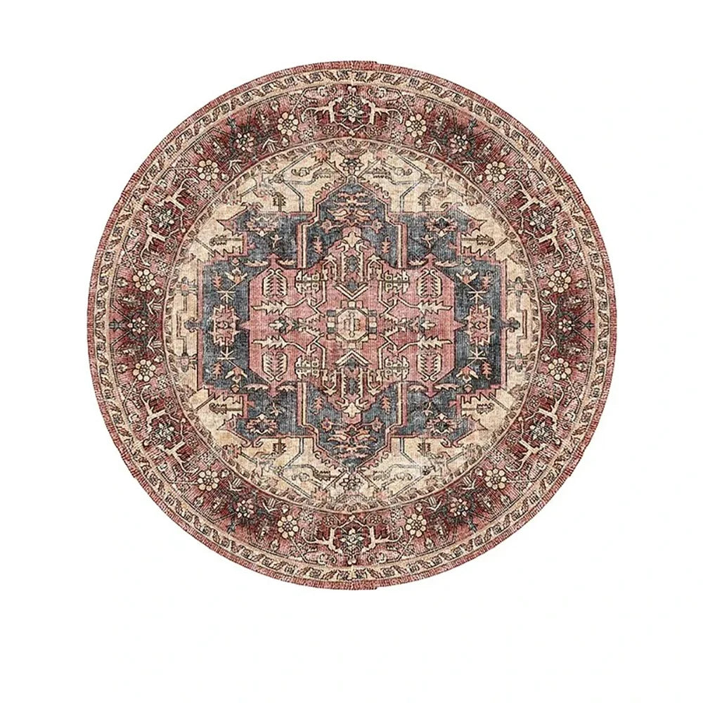 Navak Carpet Exclusive Picks Bohemian Retro Round Loop-Pile Carpet - Vintage Circular Area Rug for Coffee Table, Sofa & Bedroom Non-Slip Home Deco
