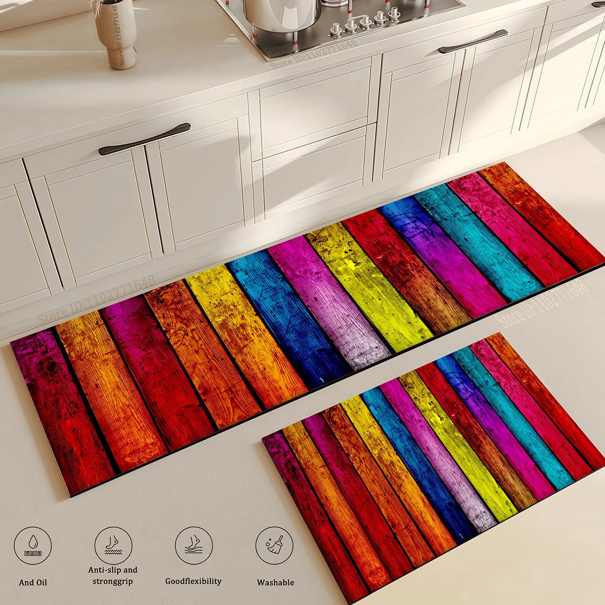 Navak Carpet Wood Grain Kitchen Rug Bedroom Entrance Doormat Anti-Slip Living Room Floor Decor Washable Carpet Home Hallway Quality Foot Mat