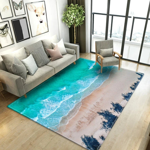Navak Carpet Beach Waves 3D Printed Carpets for Living Room Kids Room Rug Kitchen Mat Floor Carpets Modern Entrance Mat Home Bathroom Rugs