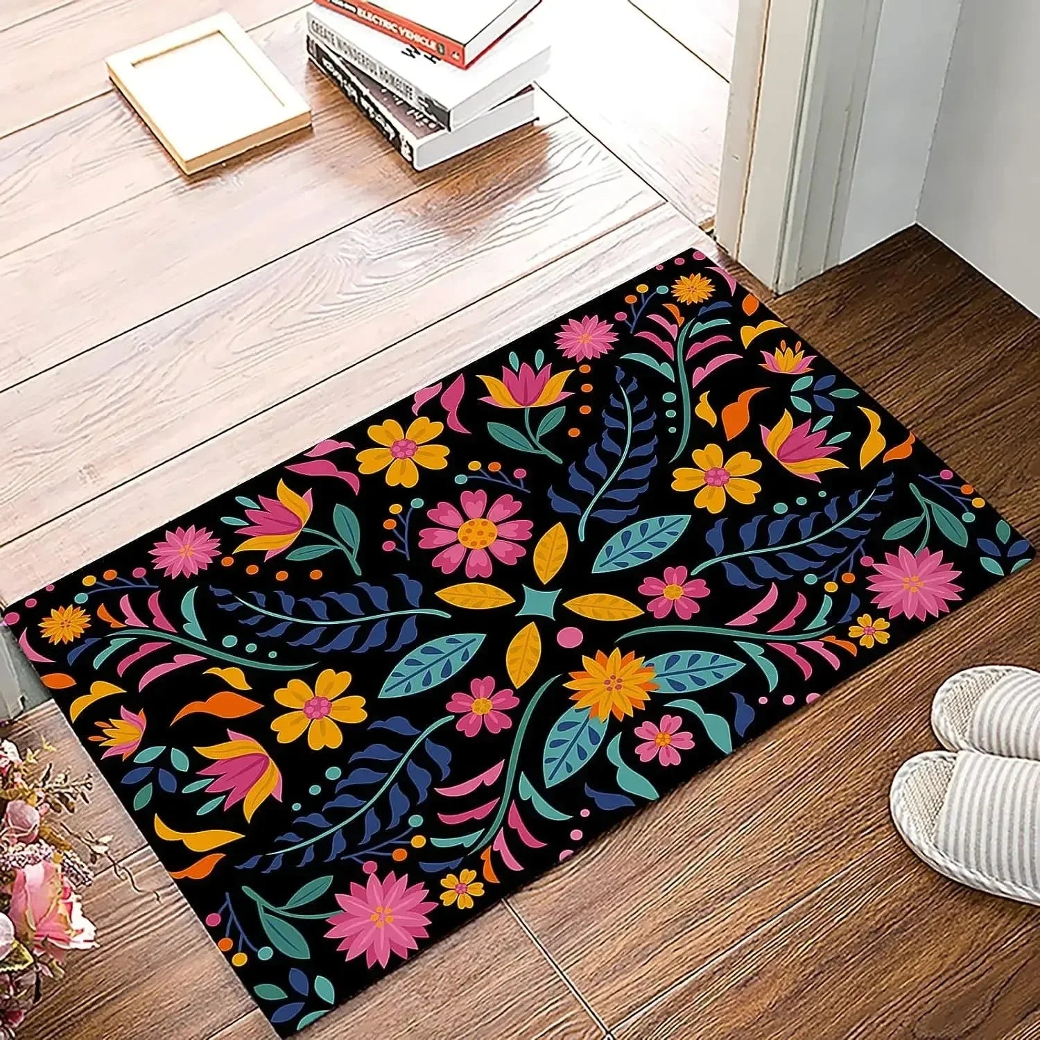 Navak Carpet Mexican Floral Style Kitchen Rugs Welcome Mat Doormat Entrance Door Floor Mat  Anti Slip Door Mat Washroom Floor Mat