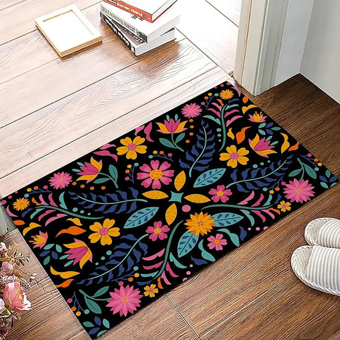Navak Carpet Mexican Floral Style Kitchen Rugs Welcome Mat Doormat Entrance Door Floor Mat  Anti Slip Door Mat Washroom Floor Mat