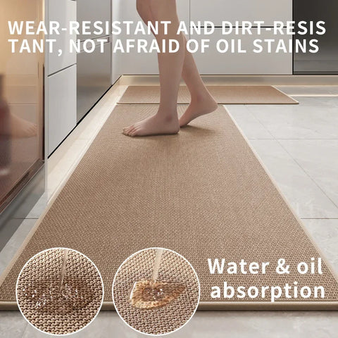 Navak Carpet Linen Kitchen Rug Absorbs Water and Oil Non-slip and Wear-resistant Long Floor Mat No-wash Wipeable Carpet Stain-resistant