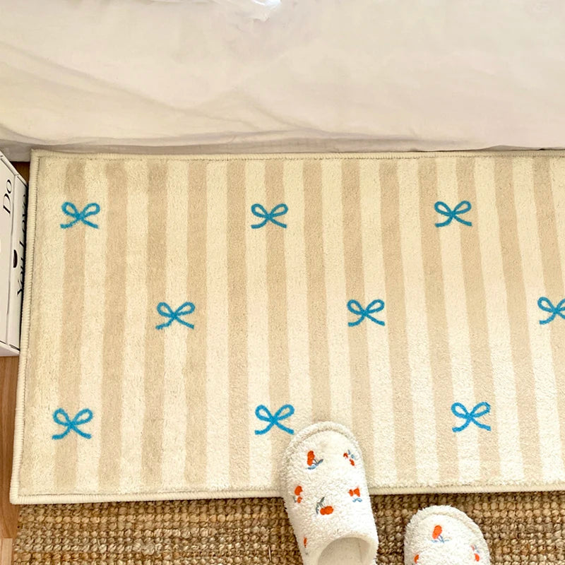 Navak Carpet Exclusive Picks Bow Imitation Cashmere Rug Comfortable Insulation Warm Bedroom Bed Blanket Girls Bed Mat Bay Window Blanket Home Decor