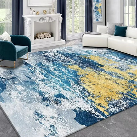Navak Carpet modern abstract ink painting living room large area crystal velvet carpet Light luxury simple bedroom sofa non-slip rug