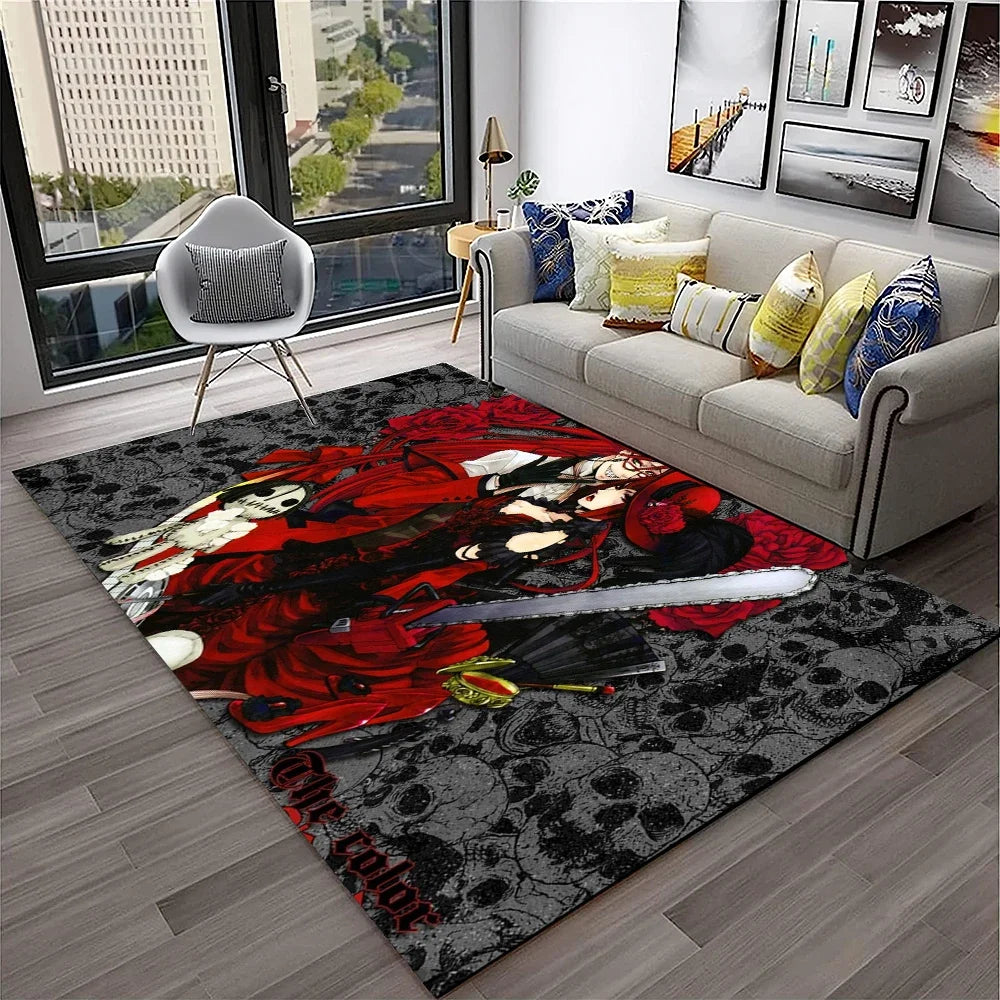 Navak Carpet 3D Anime Black Butler Cartoon Carpet Rug for Home Living Room Bedroom Sofa Doormat Decor,kids play Area Rug Non-slip Floor Mat