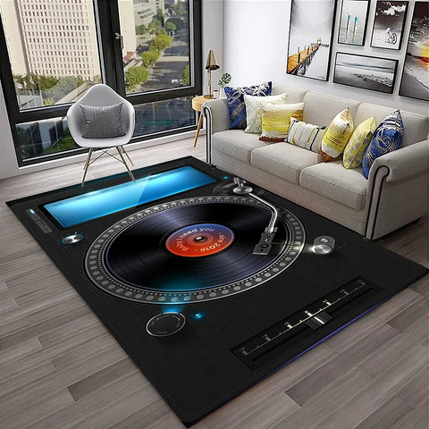 Navak Carpet 3D Retro Vinyl Record Music Art Carpet Rug for Home Living Room Bedroom Sofa Doormat Decor,Kid Play Area Rug Non-slip Floor Mat