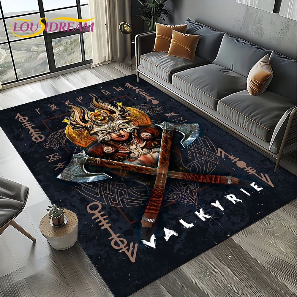 Navak Carpet Odin Viking Symbol Valknut Nordic Valhalla Carpet Rug for Living Room Bedroom Home Sofa Decoration,Area Rug Non-slip Floor Mat