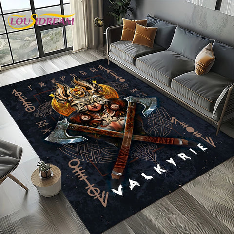 Navak Carpet Odin Viking Symbol Valknut Nordic Valhalla Carpet Rug for Living Room Bedroom Home Sofa Decoration,Area Rug Non-slip Floor Mat