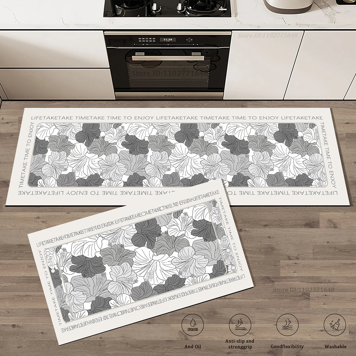 Navak Carpet Flowers Pattern Kitchen Extra Thick Absorbent Rug Bathroom Entrance Non-Slip Doormat Carpet Large Anti Fatigue Mat Long Rugs