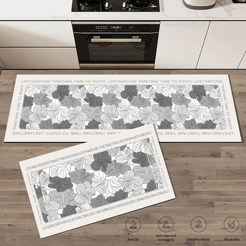 Navak Carpet Flowers Pattern Kitchen Extra Thick Absorbent Rug Bathroom Entrance Non-Slip Doormat Carpet Large Anti Fatigue Mat Long Rugs