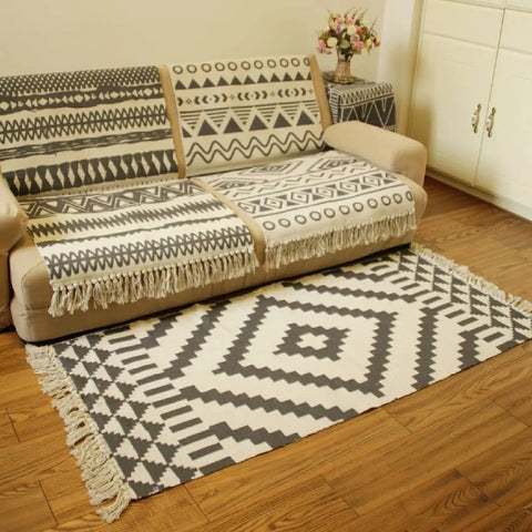 Navak Carpet Nordic Cotton and Linen Carpet Home Living Room Sofa Coffee Table Blanket Bedroom Bedside Floor Mat Door Mat Machine Washable