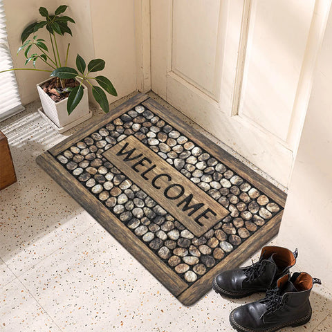 Navak Carpet New carpet floor mat polyester cobblestone welcome pattern non-slip waterproof suitable for entrance, outdoor camping hotel
