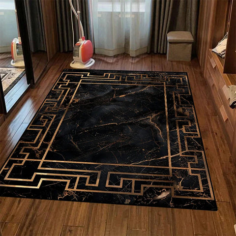 Navak Carpet Retro Luxury Black Washable CARPET FOR LIVE ROOM Oriental Chinese Style Soft Non-slip Rug Bedroom Flannel Mat for Children Room