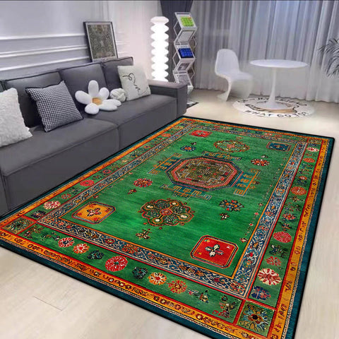 Navak Carpet  Persian Style Big Size Green Carpet Living Room Non-slip Easy Cleaning Coffee Tables Mat Soft Foldable Dining Room Decor Rug