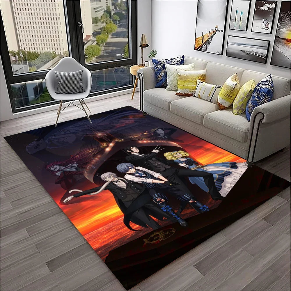 Navak Carpet 3D Anime Black Butler Cartoon Carpet Rug for Home Living Room Bedroom Sofa Doormat Decor,kids play Area Rug Non-slip Floor Mat