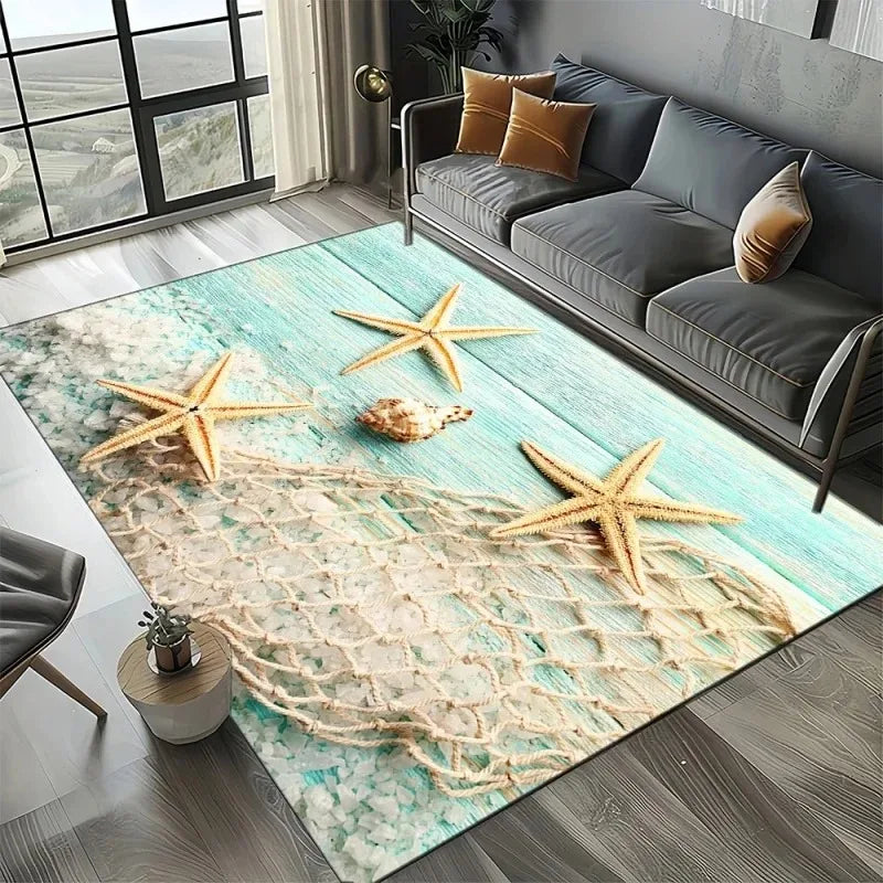 Navak Carpet 3D Beach Shells Rug for Kids' Play Area and Bedroom Non-Slip Decor