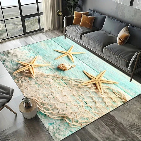 Navak Carpet 3D Beach Shells Rug for Kids' Play Area and Bedroom Non-Slip Decor
