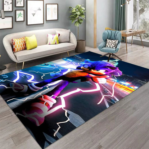 Navak Carpet Daily Picks S-Soni-c Themed Floor Mat Soft Play Rug for Kids Bedroom Living Room Decor Game Room Carpet Bedside Rug Christmas Gift