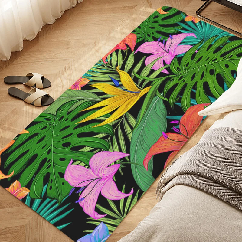Navak Carpet Tropical Leaf Pattern Bedroom Rug Balcony Hallway Bathroom Foot Mat Entrance Door Doormat Living Room Kitchen Floor Carpet