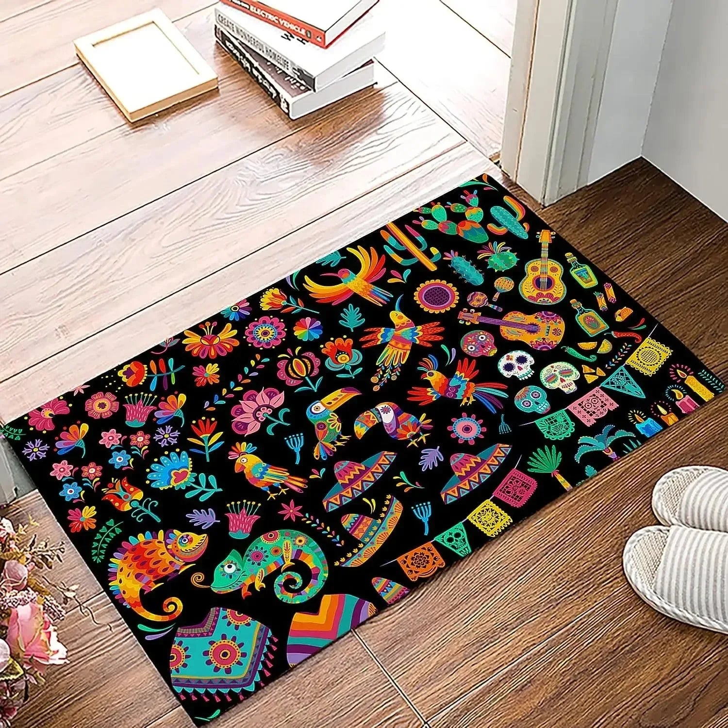 Navak Carpet Mexican Floral Style Kitchen Rugs Welcome Mat Doormat Entrance Door Floor Mat  Anti Slip Door Mat Washroom Floor Mat