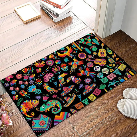 Navak Carpet Mexican Floral Style Kitchen Rugs Welcome Mat Doormat Entrance Door Floor Mat  Anti Slip Door Mat Washroom Floor Mat