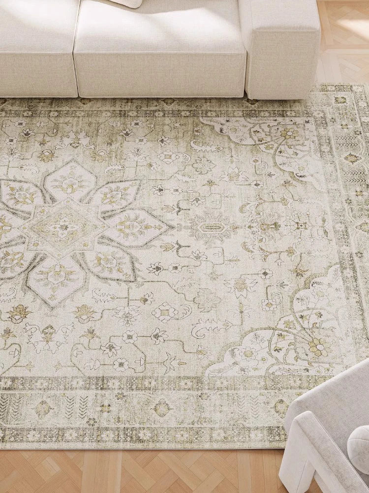 Navak Carpet Green Badge Carpet Elegant Persian Rugs Living Room Bedroom Decorative Carpets Non-slip Soft Prayer Rug Machine Washable Carpet