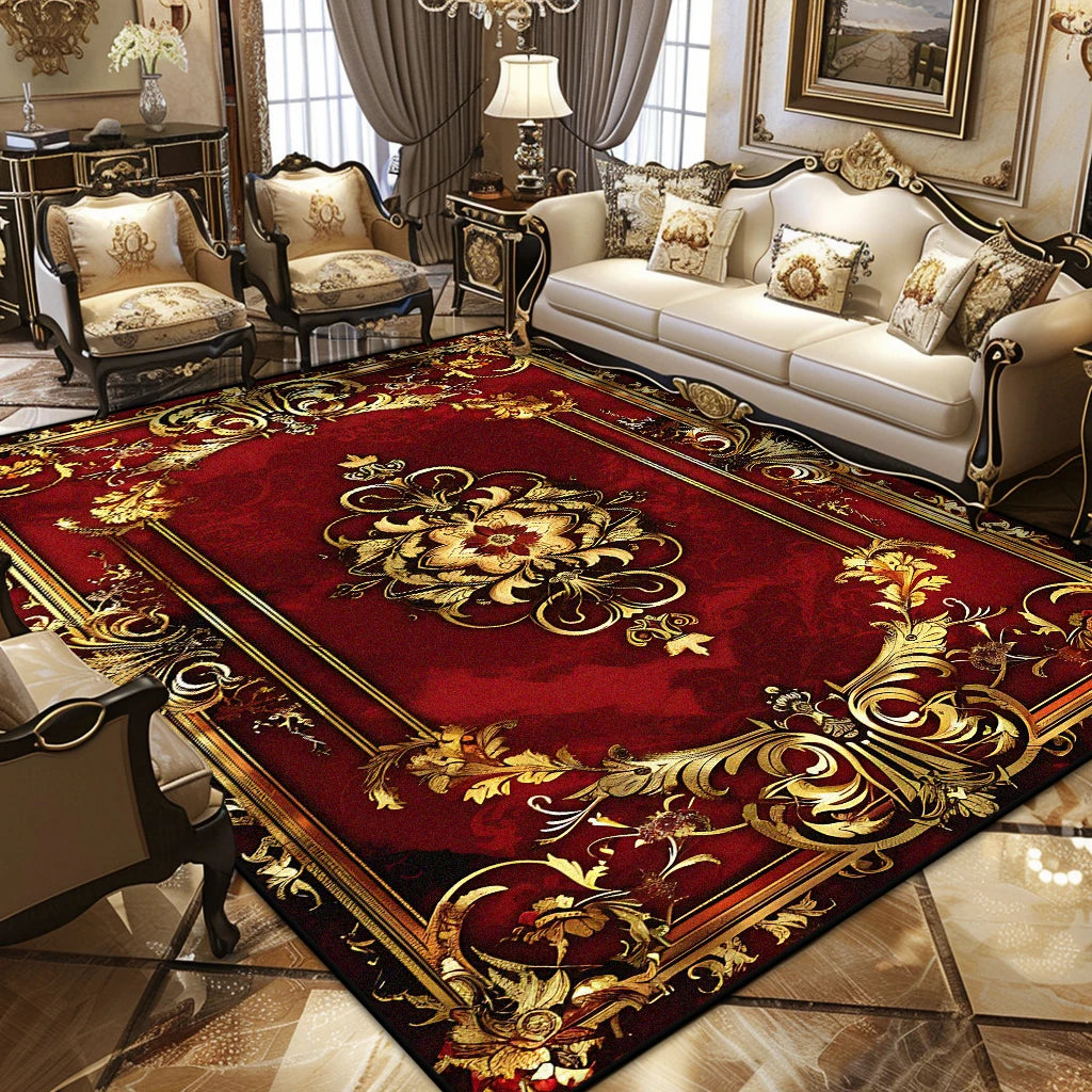 Navak Carpet Luxury Persian Retro Carpet European Decoration Easy Clean Non-slip Living Room Large Rugs Bedroom Cloakroom Washable Soft Mat