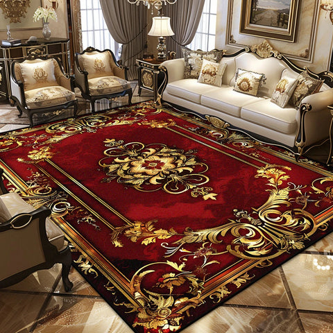 Navak Carpet Luxury Persian Retro Carpet European Decoration Easy Clean Non-slip Living Room Large Rugs Bedroom Cloakroom Washable Soft Mat