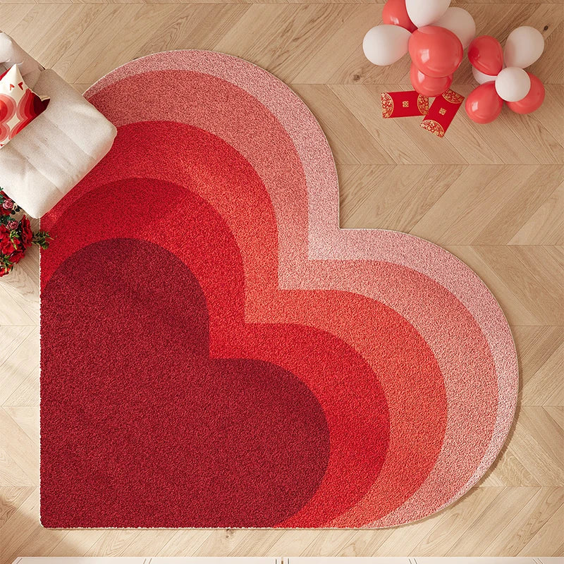 Navak Carpet Heart Shape Rugs for Bedroom Fluffy Soft Bedside Floor Mat Thick Plush Living Room Decoration Red Carpet Washable Cloakroom Rug
