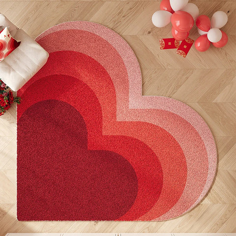 Navak Carpet Heart Shape Rugs for Bedroom Fluffy Soft Bedside Floor Mat Thick Plush Living Room Decoration Red Carpet Washable Cloakroom Rug