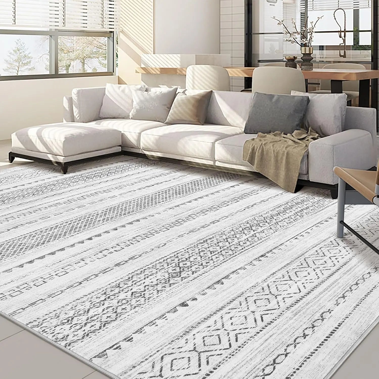 Navak Carpet Bohemian Carpet Moroccan Farmhouse Neutral Wind Anti Pollution Indoor Rug Home Bedroom Dining Table Office Room Decoration Mat
