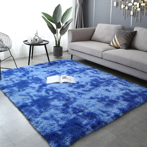 Navak Carpet Soft Long Plush Bedroom Rug Living Room Fluffy Gradient Carpet Mats Tie Dyeing Floor Carpets Bay Window Home Decor Rugs