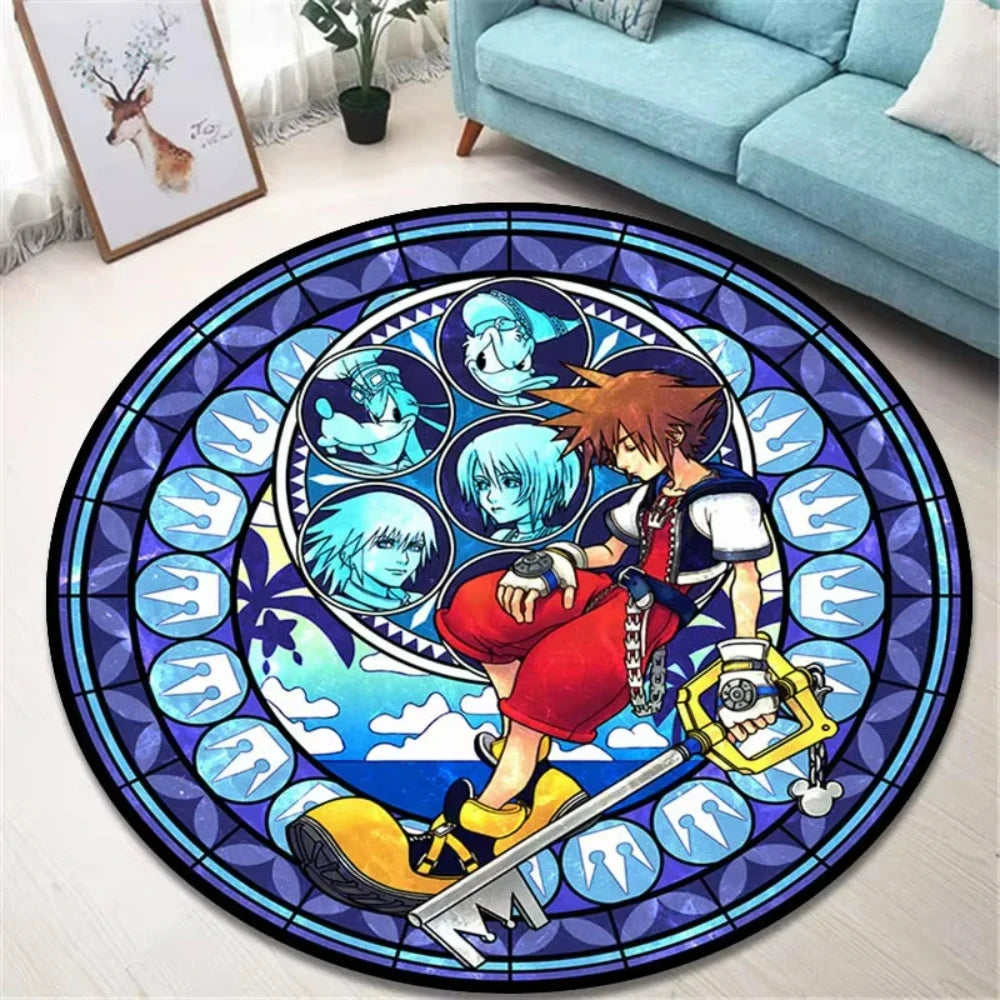 Navak Carpet K-Kingdom Heart Themed Round Carpet for Living Room and Bedroom NonSlip Floor Mat Rug for Gaming Enthusiast Birthday Gift Idea