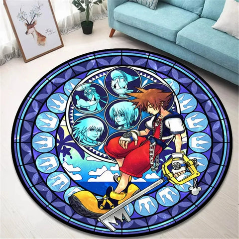 Navak Carpet K-Kingdom Heart Themed Round Carpet for Living Room and Bedroom NonSlip Floor Mat Rug for Gaming Enthusiast Birthday Gift Idea