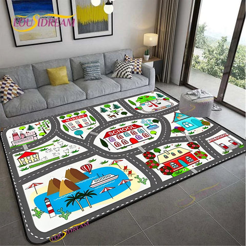 Navak Carpet Alfombra Road Traffic Rout Map Carpet Living Room Sofa Coffee Table Bedroom Rugs Kitchen Kid Play Anti-slip floor Mat Home Decor