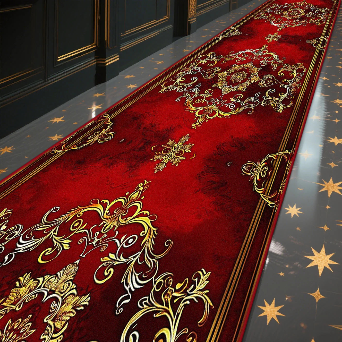 Navak CarpetLuxury Marble Corridor Carpet Hotel Hallway Runner Decoration Rugs Living Room Aisle Washable Non-slip Floor Mat Customizable