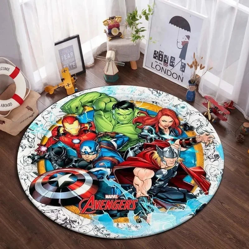 Navak Carpet Daily Picks DISNEY Marvel The Avengers Round Carpet Anime Rug Non-Slip Play Mat Cute Floor Rugs For Living Room Bedroom Kids Mats