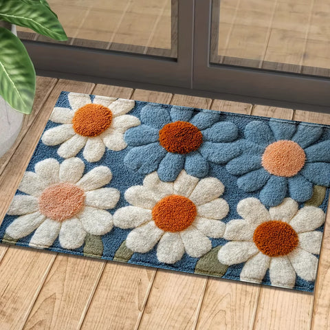 Navak Carpet Exclusive Picks Daisy Pattern Carpet Doormat Non-slip Laundry Room Rug For Bedroom Floor Mat Home Decor Bedside Rugs Outdoor Carpet