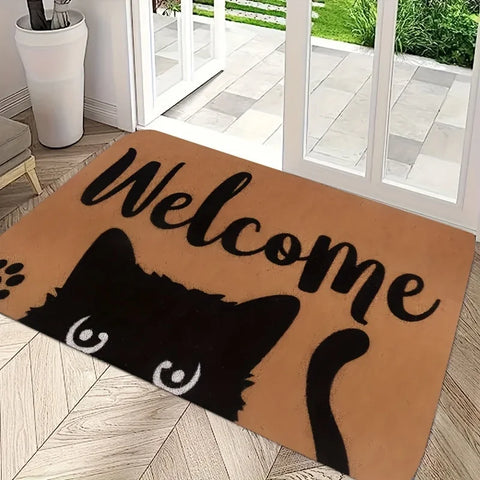 Navak Carpet 1 Pack Cat Welcome Door Mats Funny Cat Mats Indoor Outdoor for Entrance Porch Cat Lovers Spring Summer Housewarming Gift