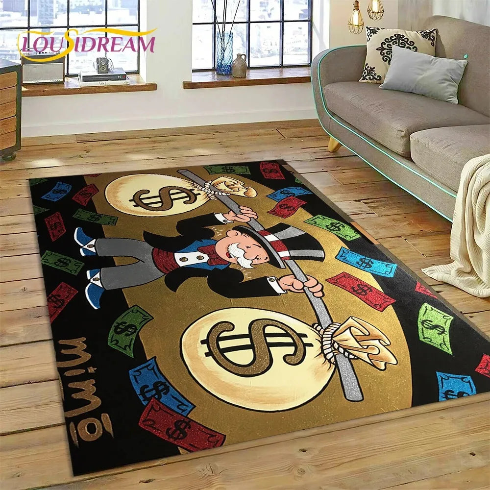 Navak Carpet Game Dollar Monopoly Cartoon Carpet Cute Money Rug For Living Room Bedroom Home Bathroom Floor Mat Non-slip Decoration Sofa