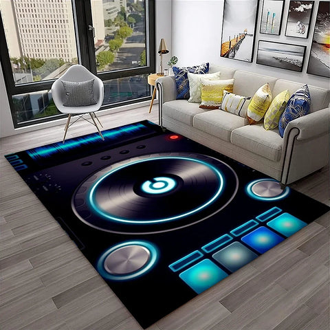 Navak Carpet 3D Retro Vinyl Record Music Art Carpet Rug for Home Living Room Bedroom Sofa Doormat Decor,Kid Play Area Rug Non-slip Floor Mat
