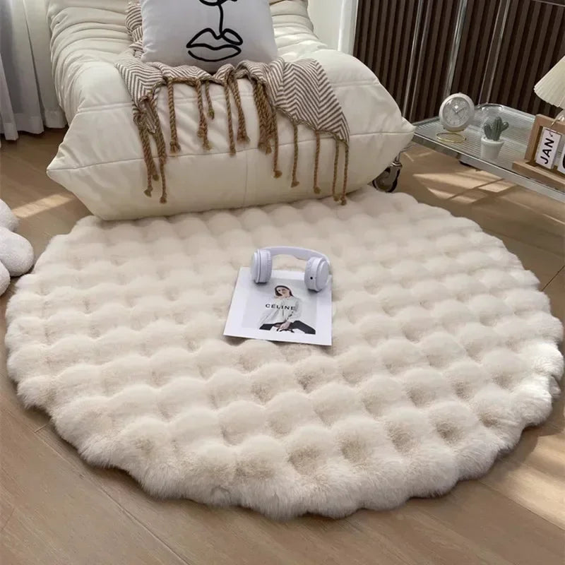 Navak Carpet Nordic Round Carpets for Living Room Plush Floor Mat  Soft Area Rugs  Bedroom Bedside Fluffy Mat Non Slip Shaggy Rug Room Decor